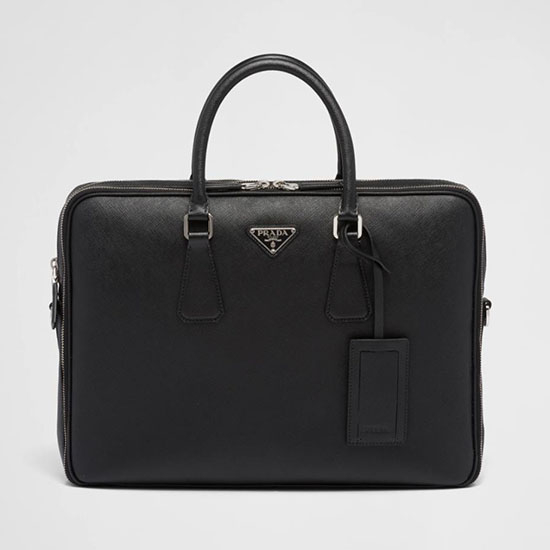 Prada Saffiano Läderportfölj 2ve022