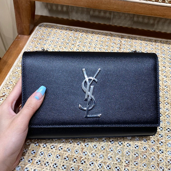 Saint Laurent Kate Liten Väska Svart Med Silver 469390