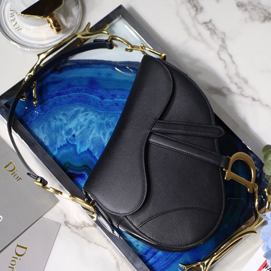 Dior Grained Calfskin Saddle Bag สีดำ M9001