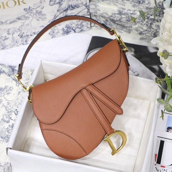 Dior Grained Calfskin Saddle Bag สีน้ำตาล M9001