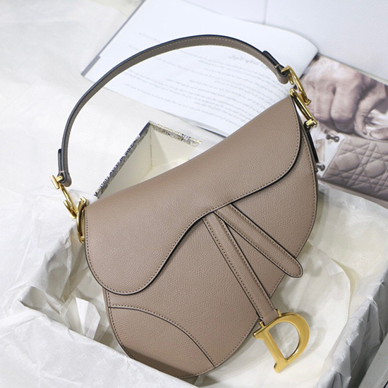 Dior Grained Calfskin Saddle Bag สีเทา M9001