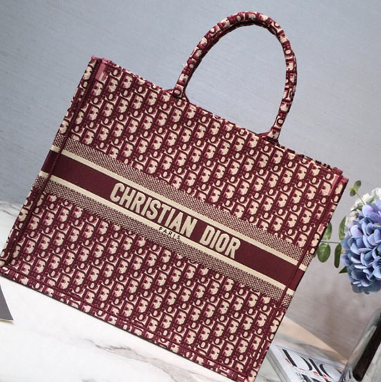 Dior Oblique Book Tote สีแดง D32604