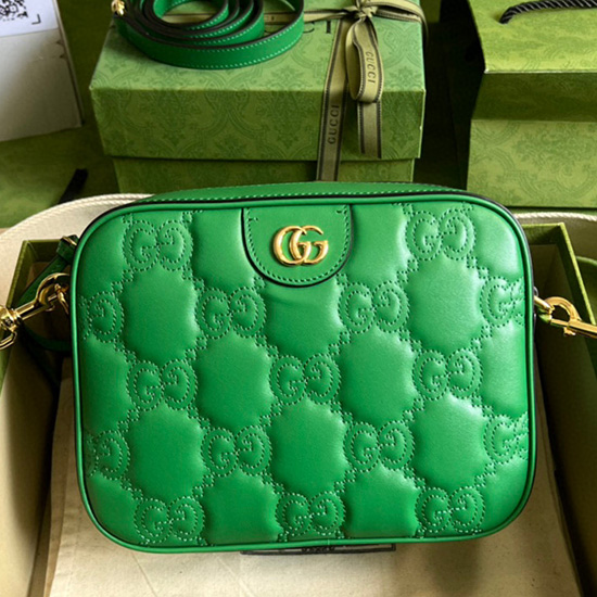 Gucci Gg Matelasse หนังกระเป๋าใบเล็กสีเขียว 702234