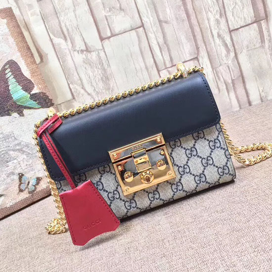 Gucci Gg กระเป๋าสะพายแม่กุญแจสูงสุดสีน้ำเงิน 409487