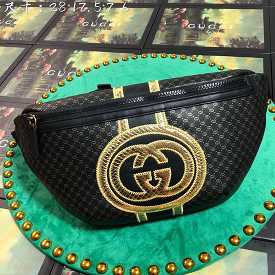 Gucci Gucci-dapper และกระเป๋าเข็มขัดสีดำ 536416