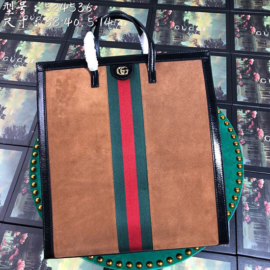 Gucci Ophidia หนังกลับสิริกระเป๋าสีน้ำตาล 524536