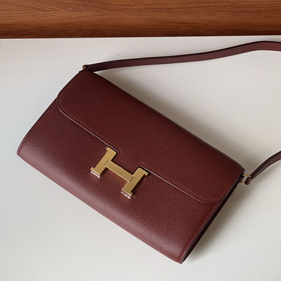 Hermes Constance Long To Go Wallet เบอร์กันดี HCG201