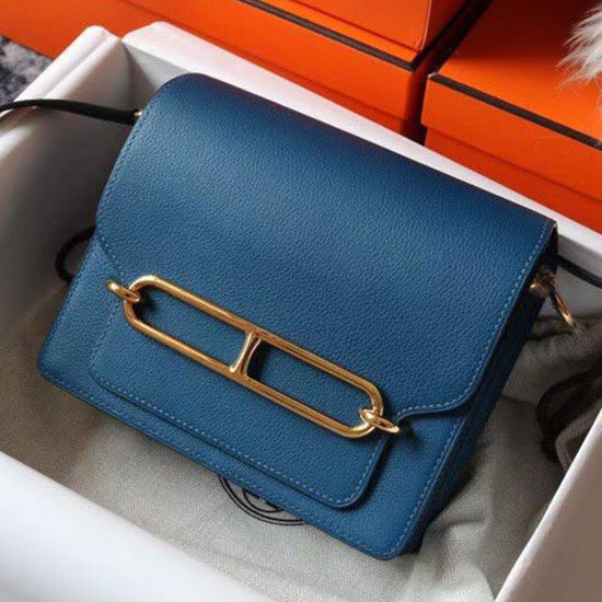 Hermes Evercolor กระเป๋าหนัง Roulis สีน้ำเงินเข้ม Hr0805