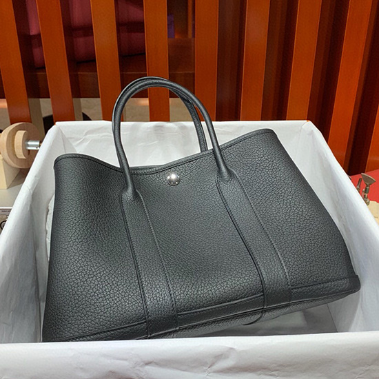 Hermes Leather Garden Party 30 36 กระเป๋าสีดำ Hg30361