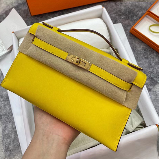 Hermes Swift Kelly Pochette สีเหลือง Hk2210