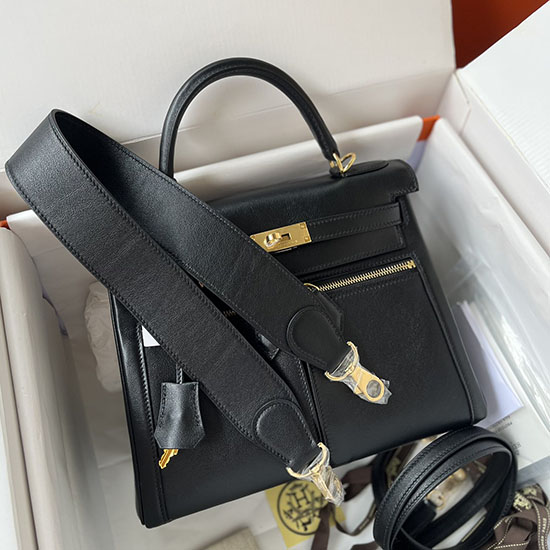 Hermes Swift หนังกระเป๋า Kelly Lakis สีดำ Kl2832