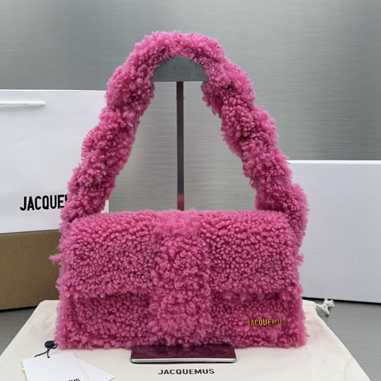 Jacquemus Le Bambino กระเป๋าผ้าวูลตัวยาว สีชมพู Jw2036