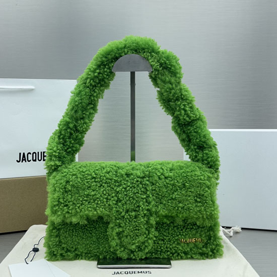 Jacquemus Le Bambino กระเป๋าผ้าวูลใบยาว สีเขียว Jw2036