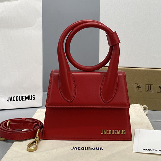 Jacquemus Le Chiquito Noeud กระเป๋าถือขดสีแดง J2023