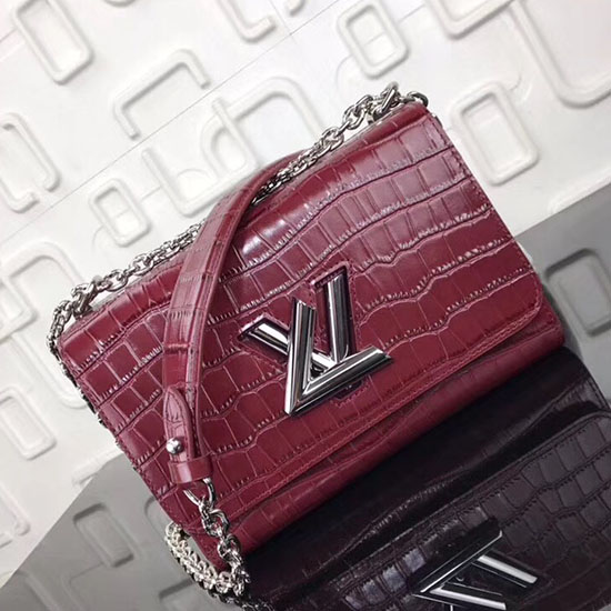 Louis Vuitton Croco Twist Pm เบอร์กันดี M50532