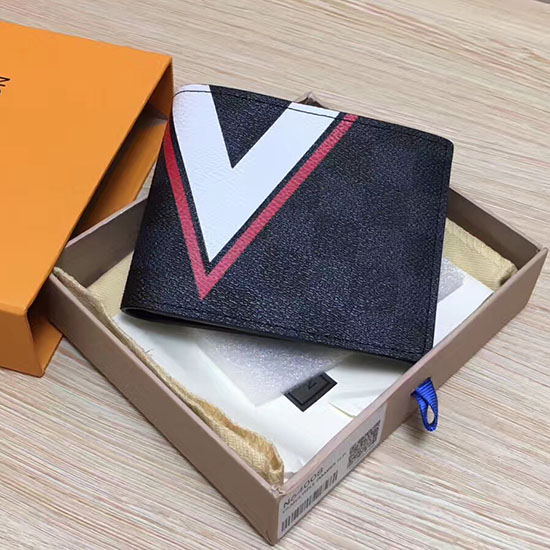 Louis Vuitton Damier Graphite Canvas Slender Wallet สีแดง N64008