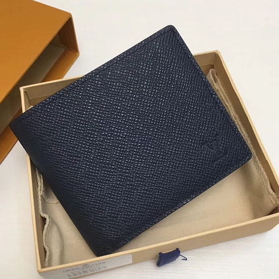 Louis Vuitton Taiga Leather Amerigo Wallet สีน้ำเงิน M62045