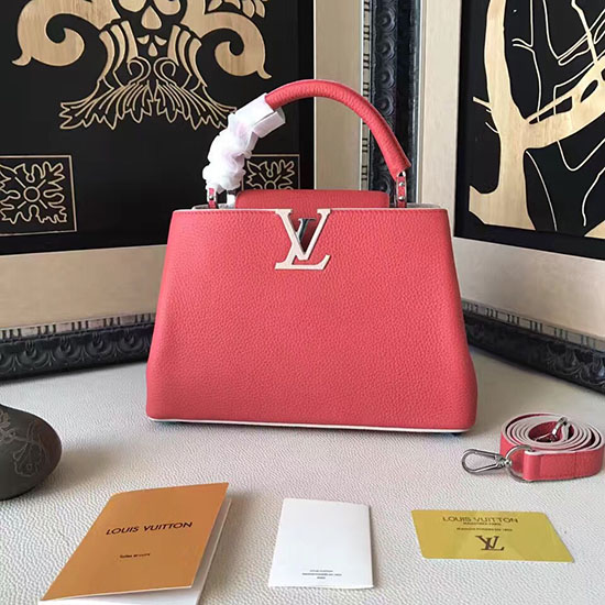 Louis Vuitton Taurillon หนัง Capucines Pm สีแดง M4223