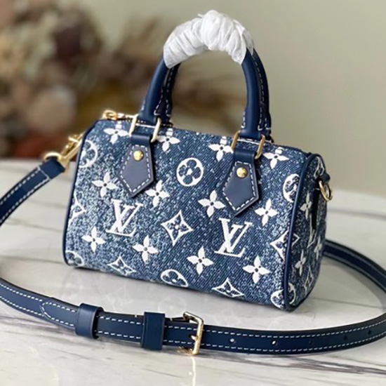 Louis Vuitton ผ้ายีนส์นาโน Speedy Blue M81213