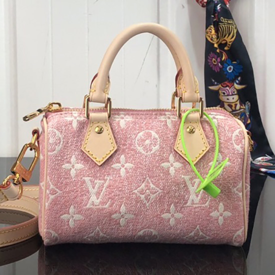 Louis Vuitton ผ้ายีนส์นาโน Speedy Pink M81213