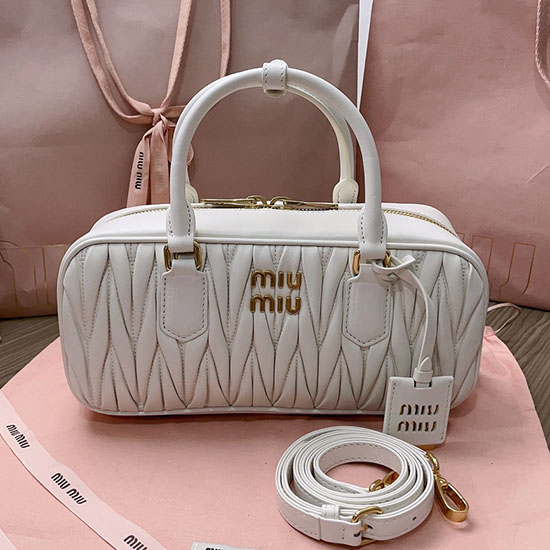 Miu Miu Arcadie Matelasse กระเป๋าหนัง Nappa สีขาว 5bb148