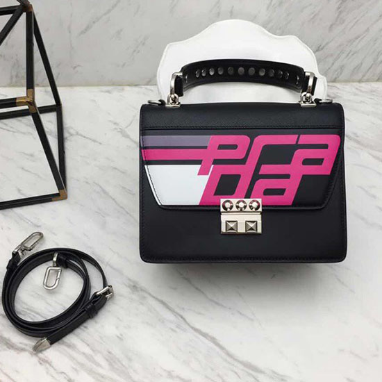 Prada Elektra กระเป๋าหนังสีดำ 1ba203