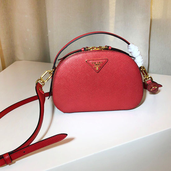 Prada Odette Saffiano กระเป๋าหนังสีแดง 1bh123