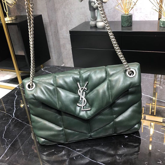 Saint Laurent กระเป๋าปักเป้า Loulou ขนาดเล็กสีเขียว 577476