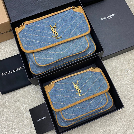 Saint Laurent กระเป๋าผ้าเดนิมนิกิ 633150