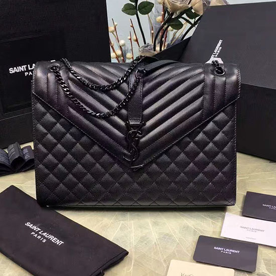 Yves Saint Laurent กระเป๋าสะพายโซ่ขนาดใหญ่หนังลูกวัวสีดำ Y221250